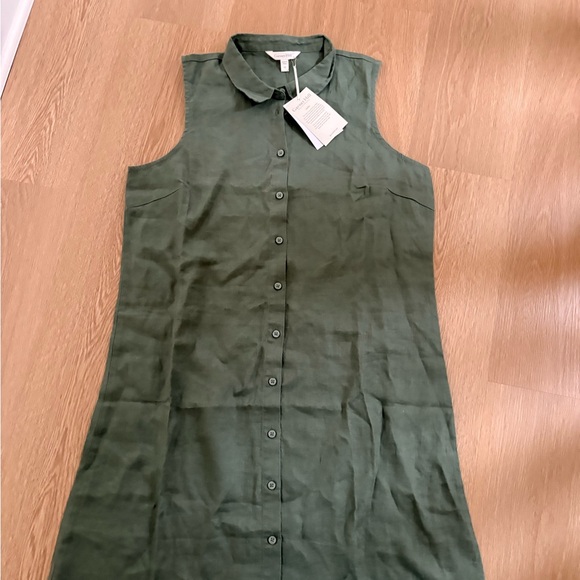 Garnet Hill Olive Linen Dress - Picture 2 of 3